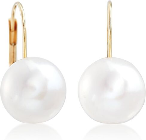 أقراط روس سيمونز متدلية من اللؤلؤ بأزرار 10-11 ملم من الذهب الأصفر عيار 14 قيراط in Kuwait