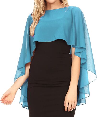 Sakkas Anya Women's Soft Chiffon Wedding Bridesmaid Bridal Cape Wrap Bolero Shrug in Saudi Arabia