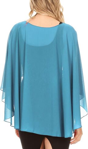 Sakkas Anya Women's Soft Chiffon Wedding Bridesmaid Bridal Cape Wrap Bolero Shrug in Saudi Arabia