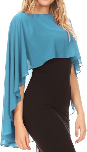 Sakkas Anya Women's Soft Chiffon Wedding Bridesmaid Bridal Cape Wrap Bolero Shrug in Saudi Arabia