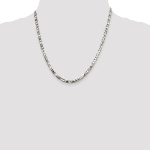 Solid 925 Sterling Silver 4.00mm Round Snake Chain Necklace - with Secure Lobster Lock Clasp in Kuwait