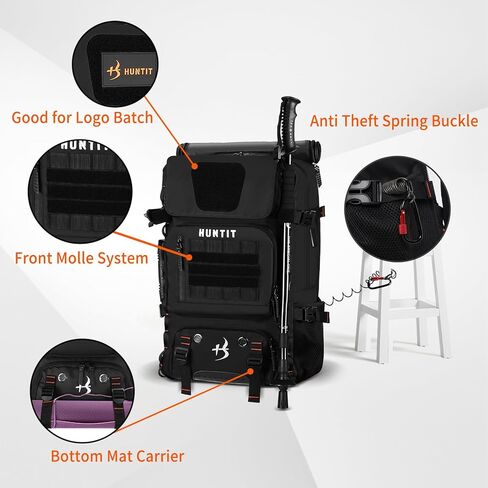 شنطة ظهر للابتوب متعددة الاغراض من هانتيت، شنطة ظهر تكتيكية قابلة للتحويل من البوليستر 600D مقاومة للماء، شنطة ظهر للمشي لمسافات طويلة للرجال والنساء (اسود)، اسود in Kuwait