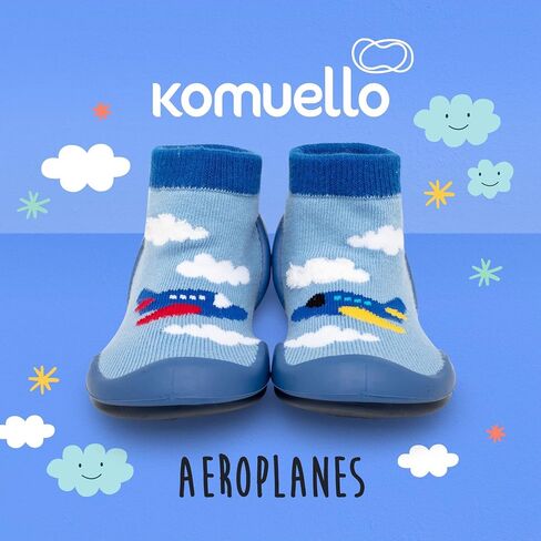Komuello Boy Baby Toddler Pull Up First Walker Non Slip Soft Cotton Premium Designed Sock Shoes - Boy in Kuwait