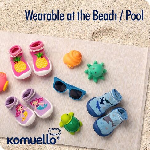Komuello Boy Baby Toddler Pull Up First Walker Non Slip Soft Cotton Premium Designed Sock Shoes - Boy in Kuwait