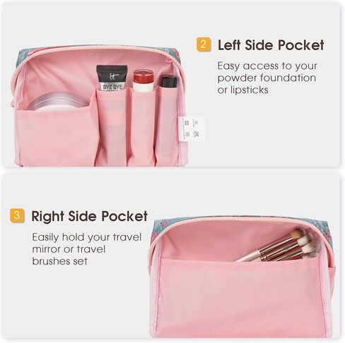 حقيبة مكياج كبيرة بسحاب لتنظيم مستحضرات التجميل أثناء السفر للنساء (كبيرة، جلد الفهد) in Kuwait