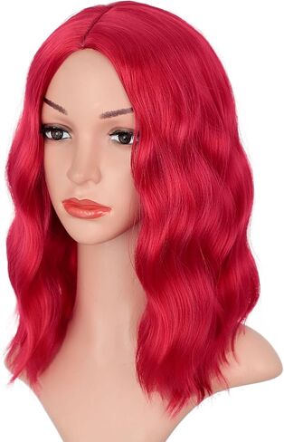 Earfodo Short Bob Wigs for Women Blue Wig Loose Curly Wavy Shoulder Length Synthetic Party Costume Cosplay colored wigs For Girls Wear 14 Inch in Saudi Arabia