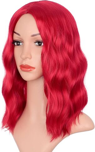 Earfodo Short Bob Wigs for Women Blue Wig Loose Curly Wavy Shoulder Length Synthetic Party Costume Cosplay colored wigs For Girls Wear 14 Inch in Saudi Arabia