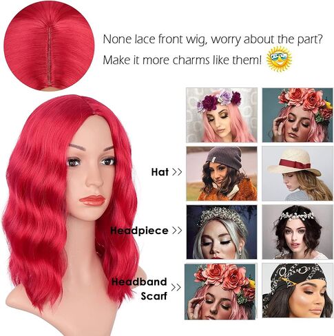 Earfodo Short Bob Wigs for Women Blue Wig Loose Curly Wavy Shoulder Length Synthetic Party Costume Cosplay colored wigs For Girls Wear 14 Inch in Saudi Arabia