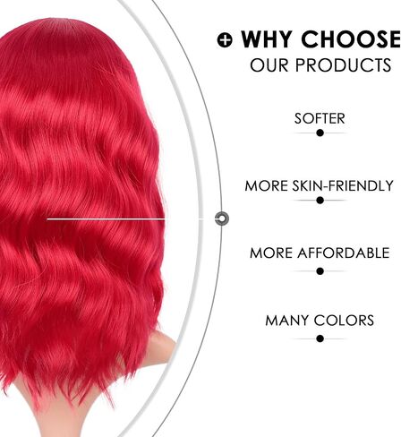 Earfodo Short Bob Wigs for Women Blue Wig Loose Curly Wavy Shoulder Length Synthetic Party Costume Cosplay colored wigs For Girls Wear 14 Inch in Saudi Arabia