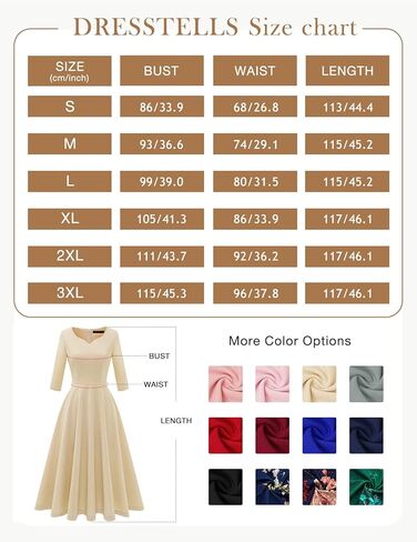 DRESSTELLS فستان نسائي رسمي منقوش عليه زهور لحفلات الزفاف للضيوف فستان وصيفة العروس مناسب لحفلات الشاي المتوهج فستان أودري هيبورن لحفلات الكوكتيل/الكنيسة/الحفلة الراقصة باللون الشامبانيا L in Kuwait