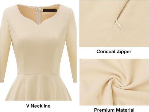 DRESSTELLS فستان نسائي رسمي منقوش عليه زهور لحفلات الزفاف للضيوف فستان وصيفة العروس مناسب لحفلات الشاي المتوهج فستان أودري هيبورن لحفلات الكوكتيل/الكنيسة/الحفلة الراقصة باللون الشامبانيا L in Kuwait