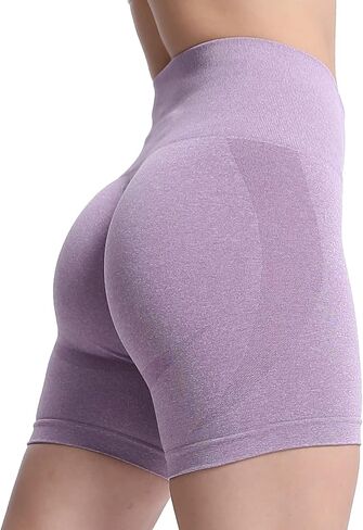 شورت Aoxjox Contour بدون خياطة للنساء شورت عالي الخصر للتمرين في صالة الألعاب الرياضية شورت غنيمة للجري واليوجا 5 بوصة in Kuwait