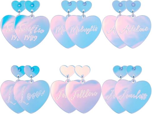 كول لاك داي 6 ازواج من اقراط تايلور بتصميم قلب مستوحى من المغني للنساء من الاقراط الموسيقية من الاكريليك، هدايا لمحبي سويفتي، مصنوعة من الاسكندريت, أكريليك, الألكسندريت الصناعي in Kuwait