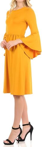 iconic luxe Women's Fit and Flare Dress with Dramatic Bell Sleeve in Saudi Arabia