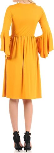 iconic luxe Women's Fit and Flare Dress with Dramatic Bell Sleeve in Saudi Arabia