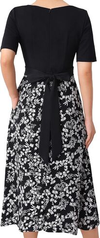 VFSHOW Womens Floral Applique Patchwork Pockets Work Casual Party A-Line Midi Dress in Saudi Arabia