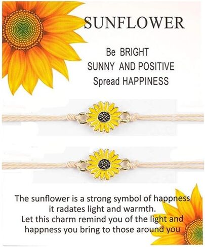 Inscape Data Handmade Sunflower Boho Bracelet Friendship Jewelry for Women Girl 2 Set in Kuwait