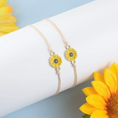 Inscape Data Handmade Sunflower Boho Bracelet Friendship Jewelry for Women Girl 2 Set in Kuwait