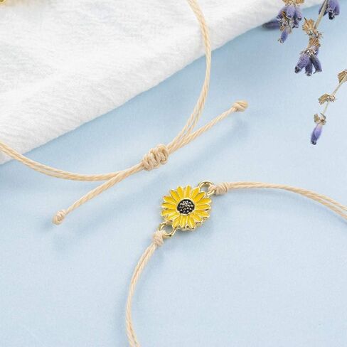 Inscape Data Handmade Sunflower Boho Bracelet Friendship Jewelry for Women Girl 2 Set in Kuwait