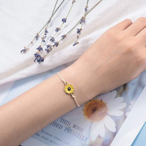 Inscape Data Handmade Sunflower Boho Bracelet Friendship Jewelry for Women Girl 2 Set in Kuwait