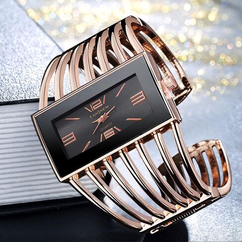 SENRUD Fashion Cuff Bracelet Watches for Women Luxury Rectangular Dial Analog Quartz Wrist Watch Gifts for Ladies in Kuwait