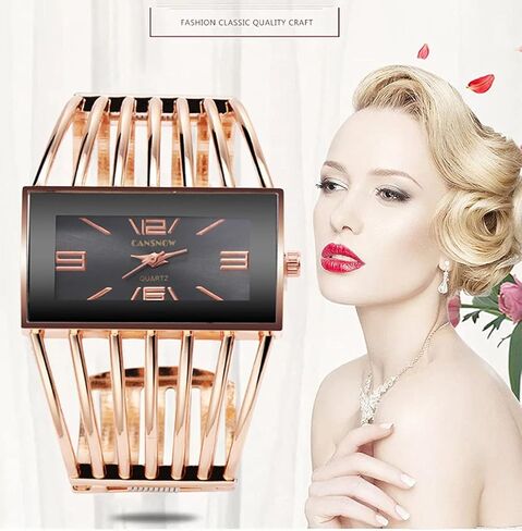 SENRUD Fashion Cuff Bracelet Watches for Women Luxury Rectangular Dial Analog Quartz Wrist Watch Gifts for Ladies in Kuwait