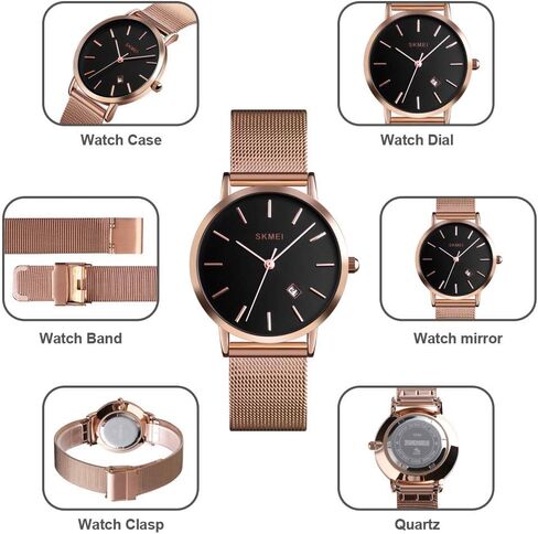MASTOP Women's Quartz Watches Ultra-Thin Gorgeous Simple Petite Wrist Watches Small Dial Mesh Steel Bracelet in Kuwait
