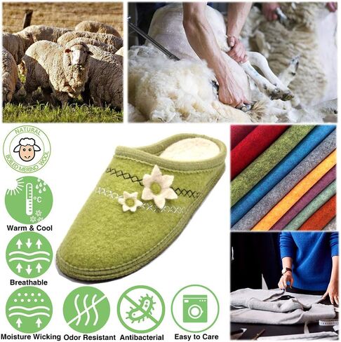 LE KAPMOZ Women's Boiled Wool House Slippers Breathable Sweat Free Clog Slip on Mule Indoor/Outdoor Slipper in Saudi Arabia