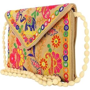 Traditional Rajasthani Embroidered Elephant artwork Big Size Handbag in Saudi Arabia