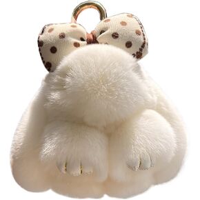 Soft Fluffy Rabbit Keychain Cute Plush Bunny Key Rings Plush Bunny Key Rings Faux Fur Keyring Pompom Keychain Decoration