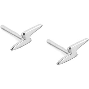 Sterling Silver Lightning Bolt Tiny Stud Earrings for Women Girls Men Hypoallergenic Pierced Ear Minimalist Polished Mini Flash Thunder Button Tragus Post Pin Body Jewelry in Kuwait