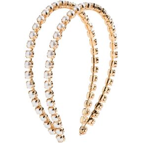عصابة رأس نسائية من LELET NY ذات خيط مزدوج من اللؤلؤ، ذهبي/لؤلؤي، مقاس واحد in Kuwait