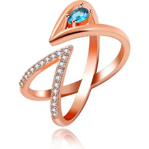 N/C Rose Gold Plated X Infinity Ring Pear Cubic Zirconia Criss Cross Wedding Bands Adjustable ZY113 in Kuwait