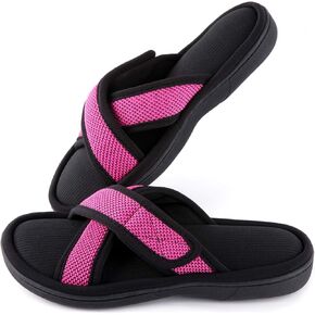 ULTRAIDEAS Women's Memory Foam Slide Slippers, Slip-on Open Toe Cross Brand House Shoes with Anti-Skid Rubber Sole in Kuwait