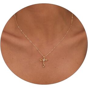 ASCOMY Cross Necklace for Women | 14K Gold & Silver Plated Cross Pendant Necklace Trendy Cross Pendant Chain Necklace Minimalist Daily Decoration Jewellery For Women Girls Dainty Religious Gift in Kuwait