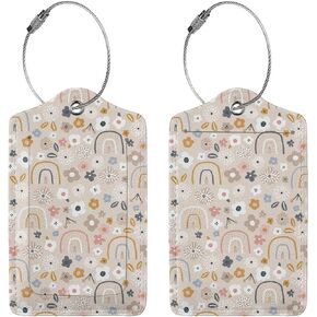 BLOCIT 2 عبوة من علامات الأمتعة مع غطاء للخصوصية - حلقة من الفولاذ المقاوم للصدأ، بطاقة عنوان - حقيبة سفر لطيفة لحقائب السفر للنساء والرجال والأطفال والبنات (زهور قوس قزح لطيفة) in Kuwait