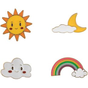 4 قطع الشمس المينا دبابيس دبابيس سحابة المينا دبابيس لطيف القمر التلبيب دبابيس دبابيس دبوس شارات للفتيات النساء الملابس حقائب الظهر جاكيتات القبعات حقيبة in Kuwait