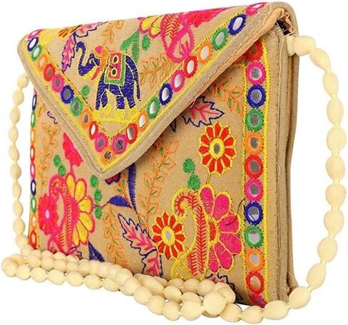Traditional Rajasthani Embroidered Elephant artwork Big Size Handbag in Saudi Arabia