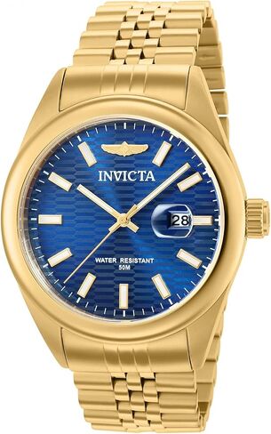 Invicta Men's Aviator 38412 Blue Dial Quartz Watch (One Size, Gold) in Saudi Arabia