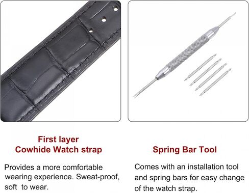 uxcell Leather Band Embossed Watch Strap with Bar Tool (without Buckle) in Saudi Arabia