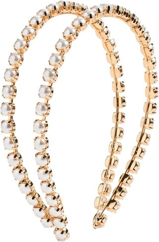 عصابة رأس نسائية من LELET NY ذات خيط مزدوج من اللؤلؤ، ذهبي/لؤلؤي، مقاس واحد in Kuwait
