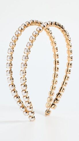 عصابة رأس نسائية من LELET NY ذات خيط مزدوج من اللؤلؤ، ذهبي/لؤلؤي، مقاس واحد in Kuwait