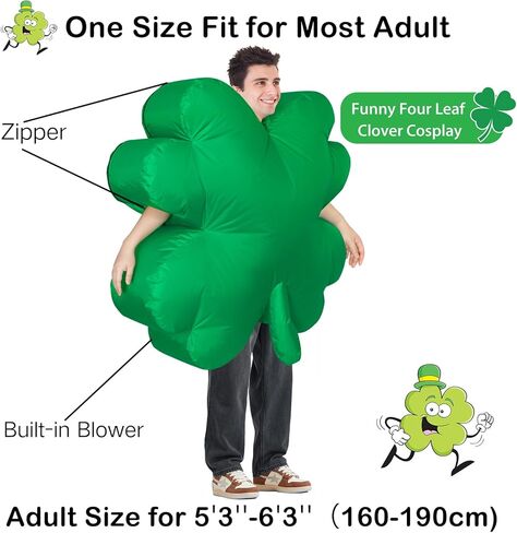 XYJKIDSES St. Patrick’s Day Inflatable Costume Inflatable Four Leaf Clover Costume Green Blow Up Funny Costume for St Particks Day Party in Kuwait