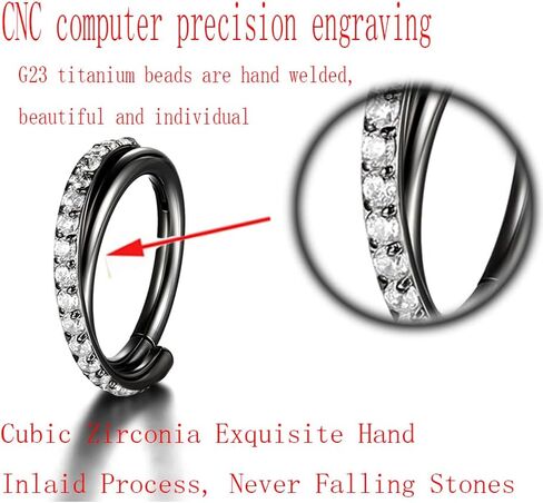 BCBODYG23 محارة ثقب المجوهرات أقراط هوب متمحورة من التيتانيوم عبر الأنف الدائري حلق Daith Hoop الصلبة G23 الزنمة الغضروفية اللولب ثقب الحلقات 16G بصرف النظر عن حلقة الأنف من التيتانيوم ثقب الحاجز in Saudi Arabia