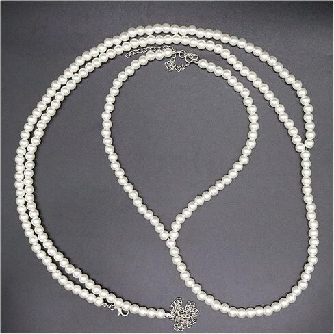 Sexy Pearl Bra Body Chain Jewelry Summer Beach Pearl Harness Bra Chain Necklace Bikini Festival Rave Pearl Bra Bralette Trendy Pearl Bead Waist Body Jewelry for Women in Kuwait