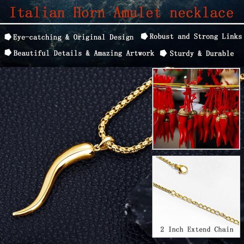 Seiyang Italian Horn Necklace 925 Sterling Silver Italian Amulet Pendant Italian Amulet Gift for Men Women (with Gift Box) in Saudi Arabia
