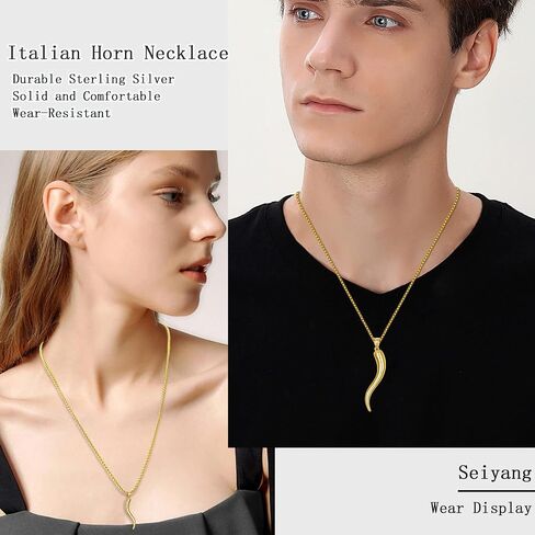 Seiyang Italian Horn Necklace 925 Sterling Silver Italian Amulet Pendant Italian Amulet Gift for Men Women (with Gift Box) in Saudi Arabia