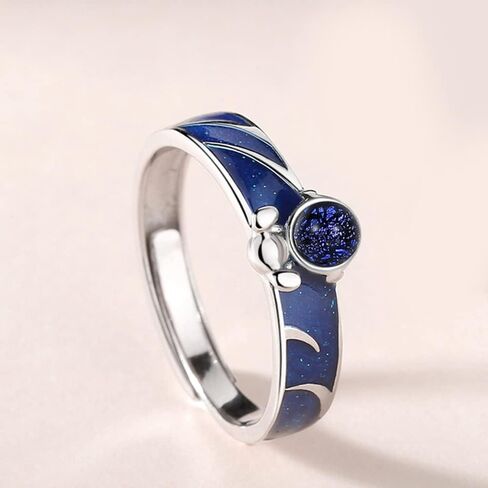Kokoma Astronauts Planet Matching Couples Rings for Him and Her 925 Sterling Silver CZ Glazed Stone Stars Engagement Promise Rings Open Statement Rings Wedding Band Fashion Jewelry Gifts in Saudi Arabia