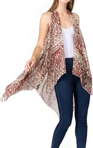 سترة صوفية نسائية شفافة مفتوحة من الأمام وخفيفة الوزن بدون أكمام طويلة من Scarfand in Kuwait