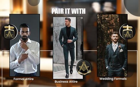 مجموعة أزرار الأكمام الماسونية الماسونية وأزرار الأكمام الرسمية من Trendy Zone 21، مجموعة أزرار أكمام مربعة لقميص السهرة، تأتي في صندوق هدايا مخملي in Kuwait
